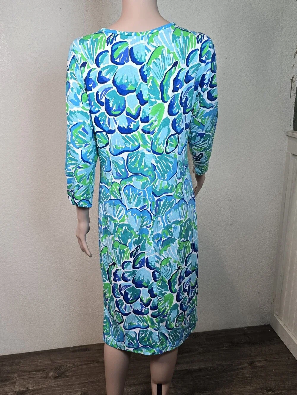 Lilly Pulitzer Women's Kenzie 3/4 Sleeve Cotton Dress Agate Green Lazy River Med - Picture 4 of 10